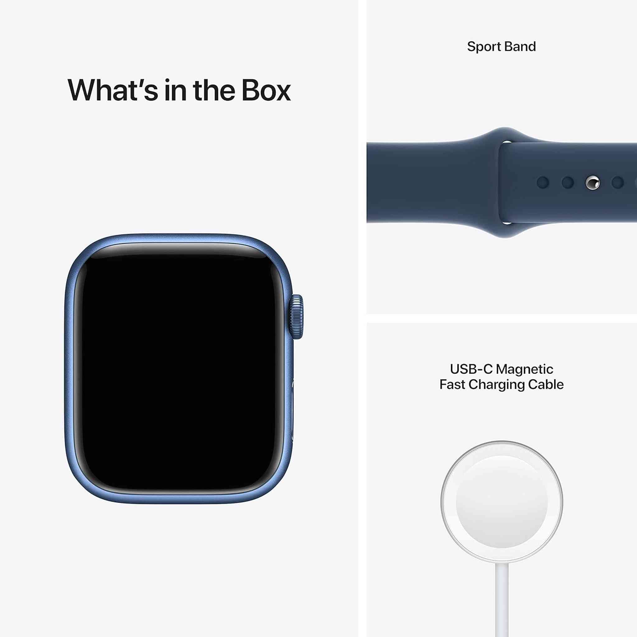 Apple Watch Series 7 GPS, 41mm Blue Case with Blue Sport Band - Renewed - Reconditioned Apple