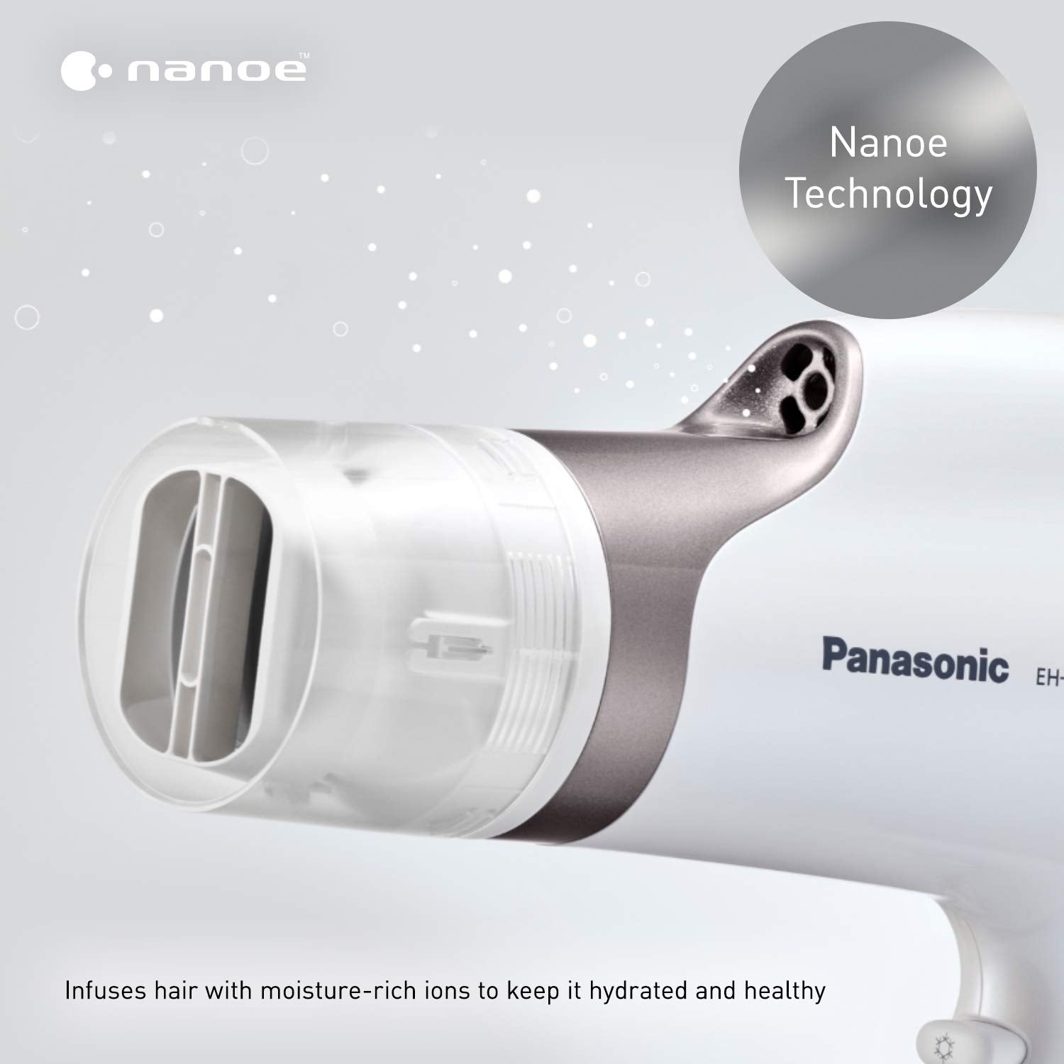 Panasonic EH-NA67-W Nanoe Salon Hair Dryer with Oscillating QuickDry Nozzle (White)