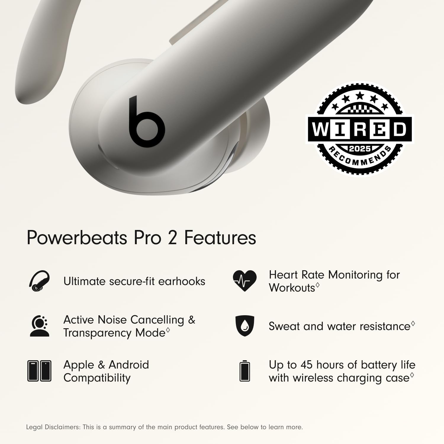 Beats Powerbeats Pro 2 Wireless Bluetooth Earbuds - Noise Cancelling, Heart Rate Monitor, IPX4, Up to 45H Battery & Charging Case, Works with Apple & Android - Quick Sand