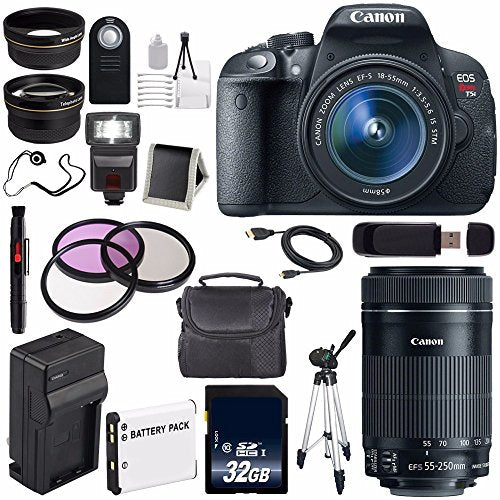 Canon EOS Rebel T5i 18 MP CMOS Digital SLR Camera w/EF-S 18-55mm f/3.5-5.6 Lens (International Model) + Canon EF-S 55-25