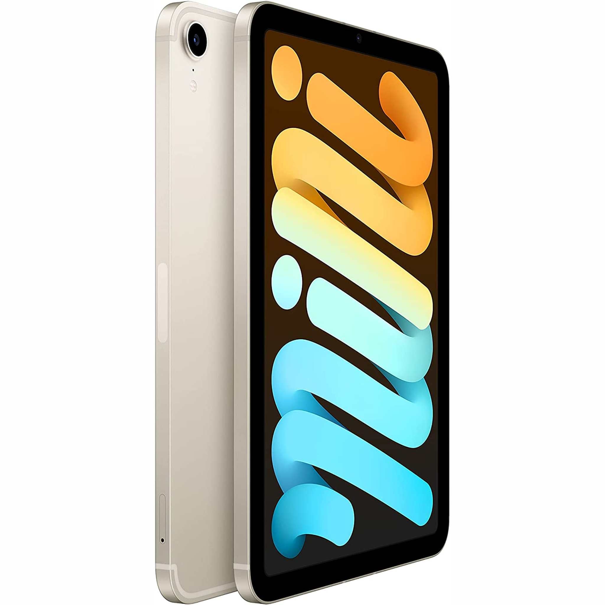 Apple iPad Mini 6 64GB, Cellular, Starlight Bundle with Zipper Sleeve