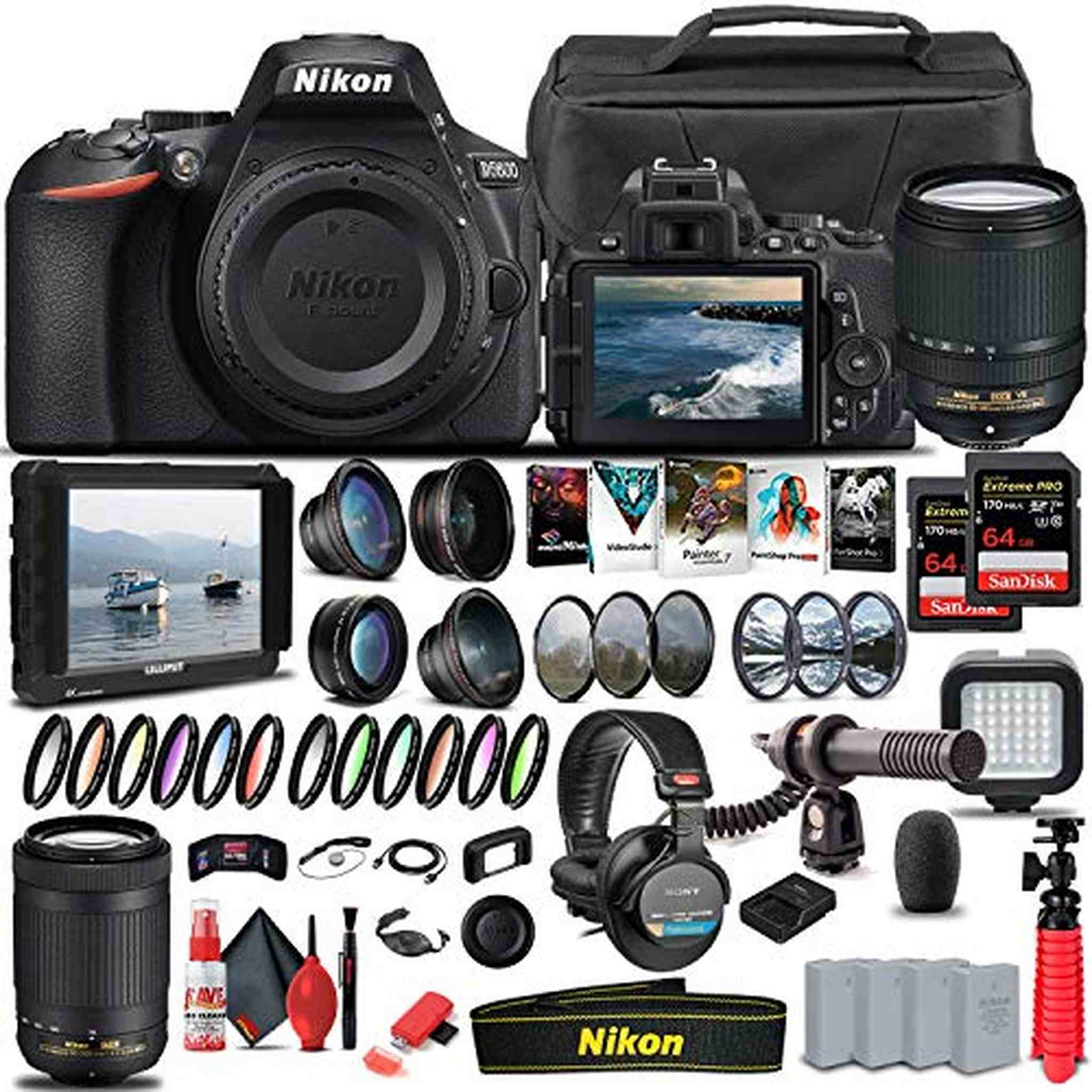 Nikon D5600 DSLR Camera W/ 18-140mm Lens and 70-300mm Lenses - Pro Bundle - Reconditioned Nikon