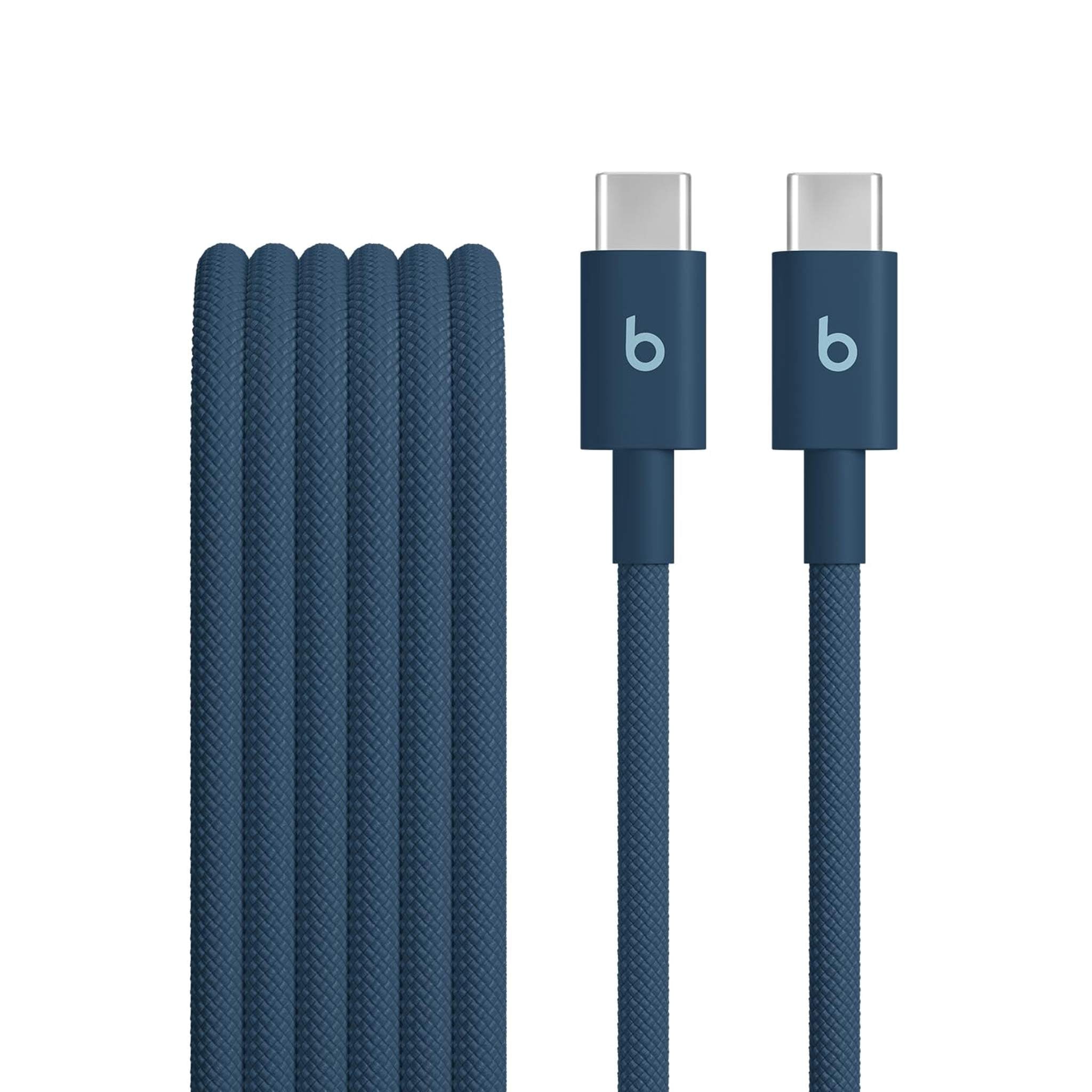 Beats USB-C to USB-C Woven Cable Fast Charging Durable/Tangle-Free Compatible Charger for Apple & Android Devices 1.5 m, 5 ft - Nitro Navy