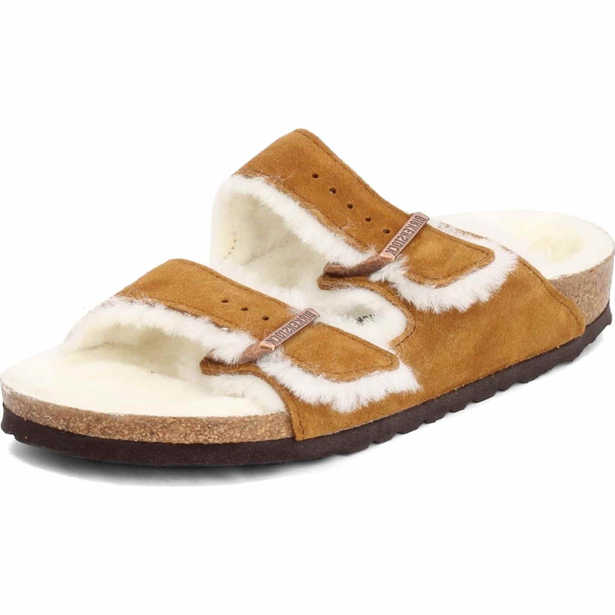 Birkenstock Women's Arizona Shearling Sandals, Mink, Tan, 5 Medium US