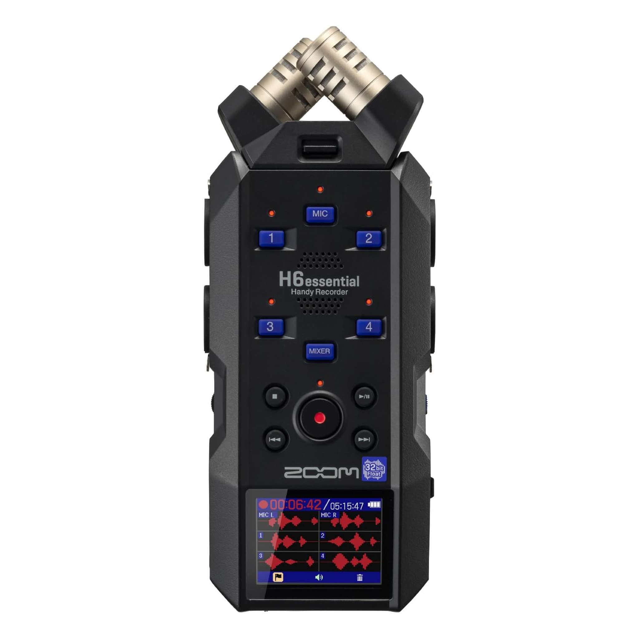 Zoom H6essential 2024 Model, Essential Series with 32-Bit Float, Accessibility, 6-Track Recorder, Stereo Microphones, 4 XLR/TRS Inputs, USB Audio Interface, for Musicians, Podcasters, & Filmmakers Zoom