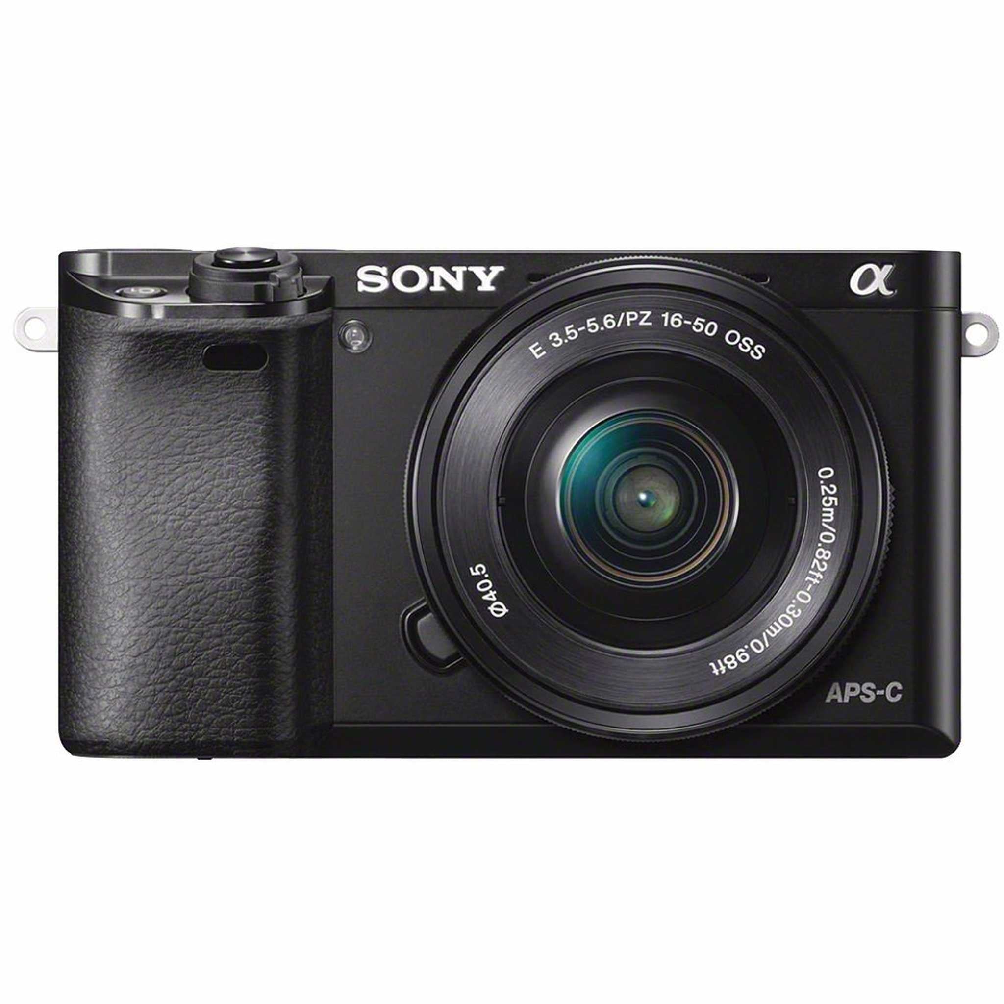 Sony Alpha a6000 Mirrorless Digital Camera with 16-50mm Lens Black + Battery + Charger + 32GB Bundle 2 - International