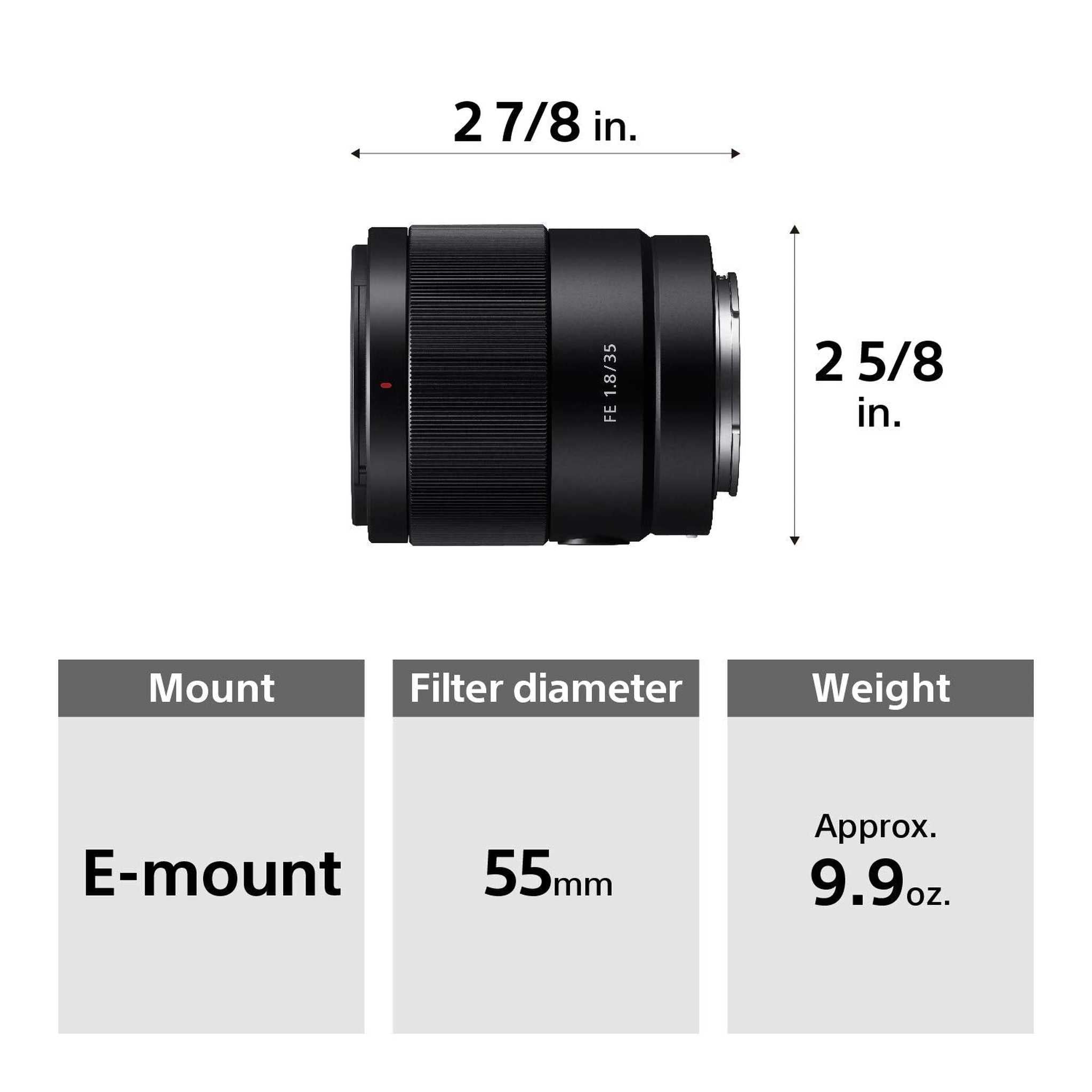 Sony FE 35mm F1.8 Large Aperture Prime Lens SEL35F18F - Used Sony