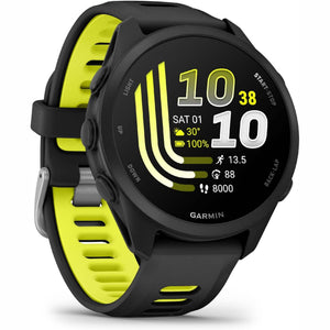 Garmin Forerunner® 170 Music, GPS Running Smartwatch, Advanced Training Metrics and Recovery Insights Plus Music Storage, Black with Black/Amp Yellow Band