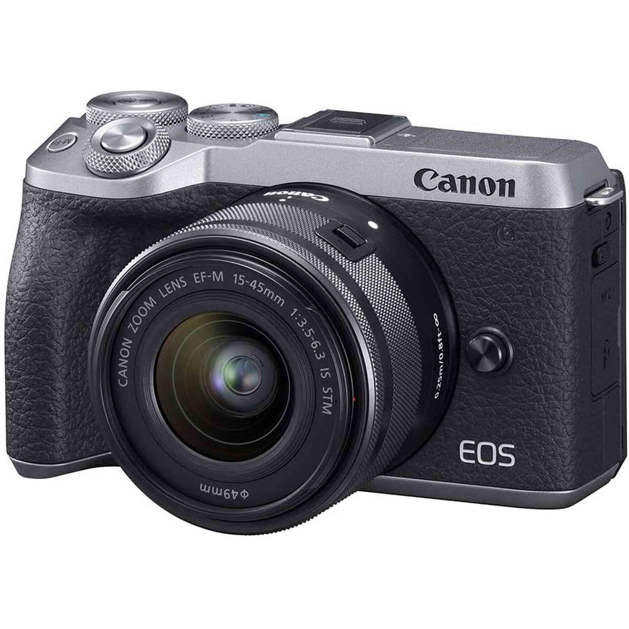 Canon EOS M6 Mark II Silver +Ef-M 15-45mm F/3.5-6.3 is STM Lens International Model Canon