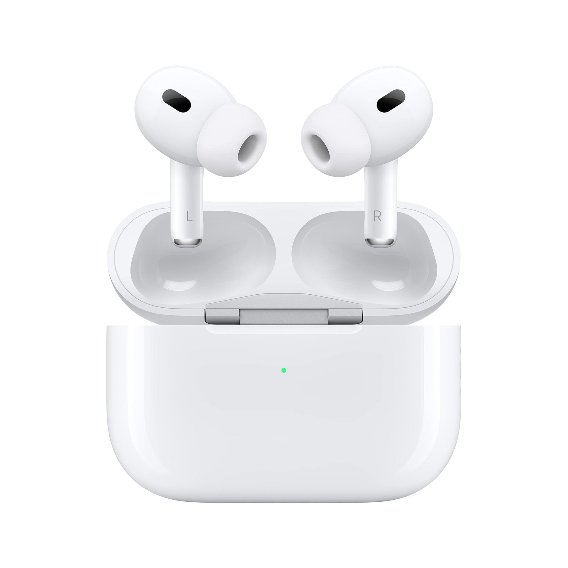Apple AirPods Pro 2nd Generation Wireless Earbuds with MagSafe Charging Case. Active Noise Cancelling, Personalized Spatial Audio, Customizable Fit, Bluetooth Headphones for iPhone Apple