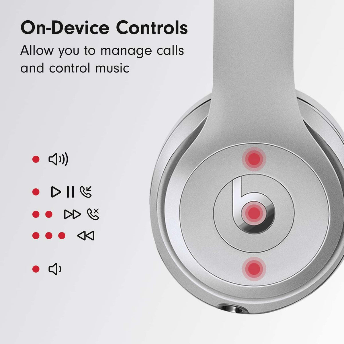 Beats Solo3 Wireless On-Ear Headphones - Silver 2024 Model Renewed