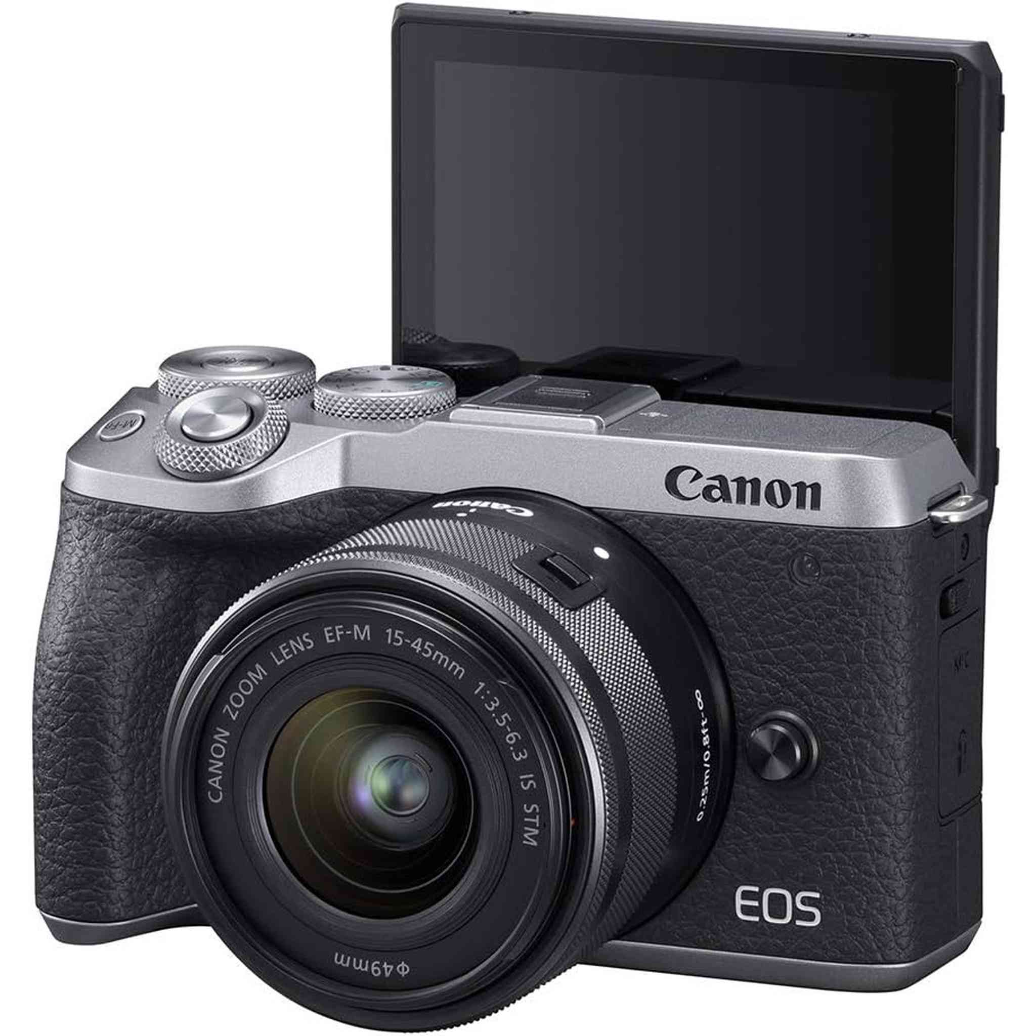 Canon EOS M6 Mark II Silver +Ef-M 15-45mm F/3.5-6.3 is STM Lens International Model Canon