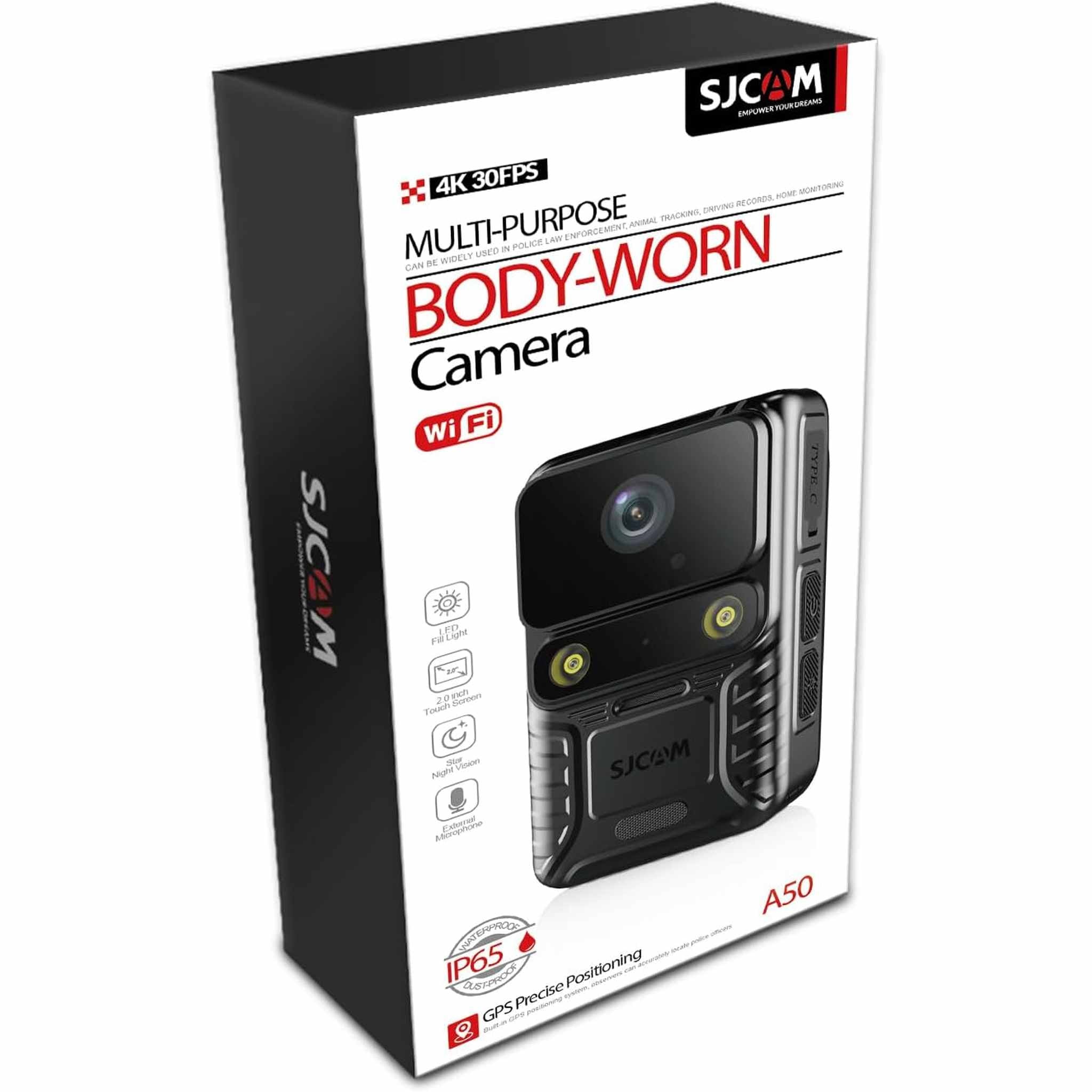 SJCAM A50 4K Body-Wore Camera 2.4G WiFi Sports Camera Camcorder 12MP IP65 2.0inch Touch Screen LED Fill Light Support GPS Precise Positioning Star Night Vesion