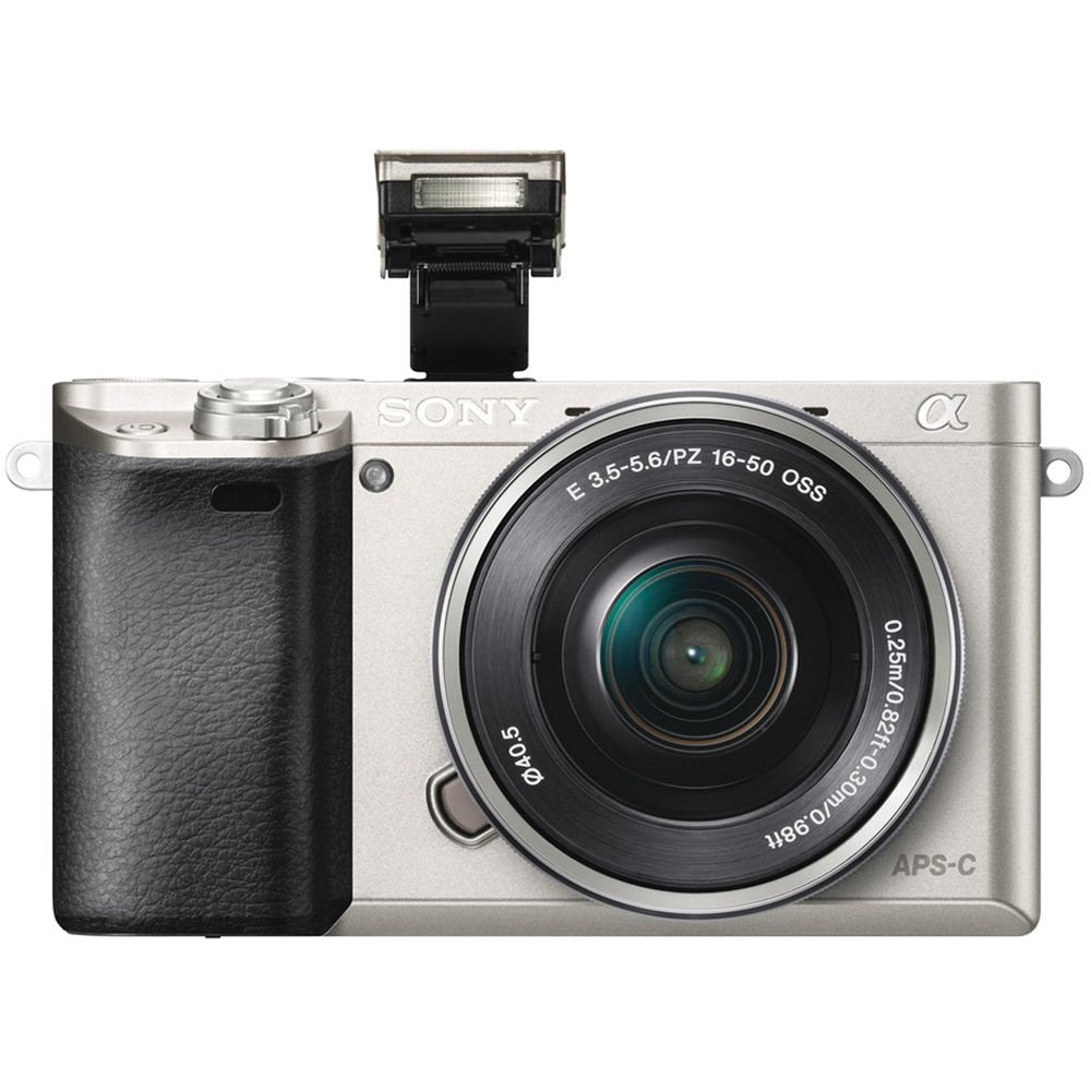 Sony Alpha a6000 Mirrorless Camera with 16-50mm Lens Silver With Soft Bag, Additional Battery, 64GB Memory Card, Card Reader , Plus Essential Accessories