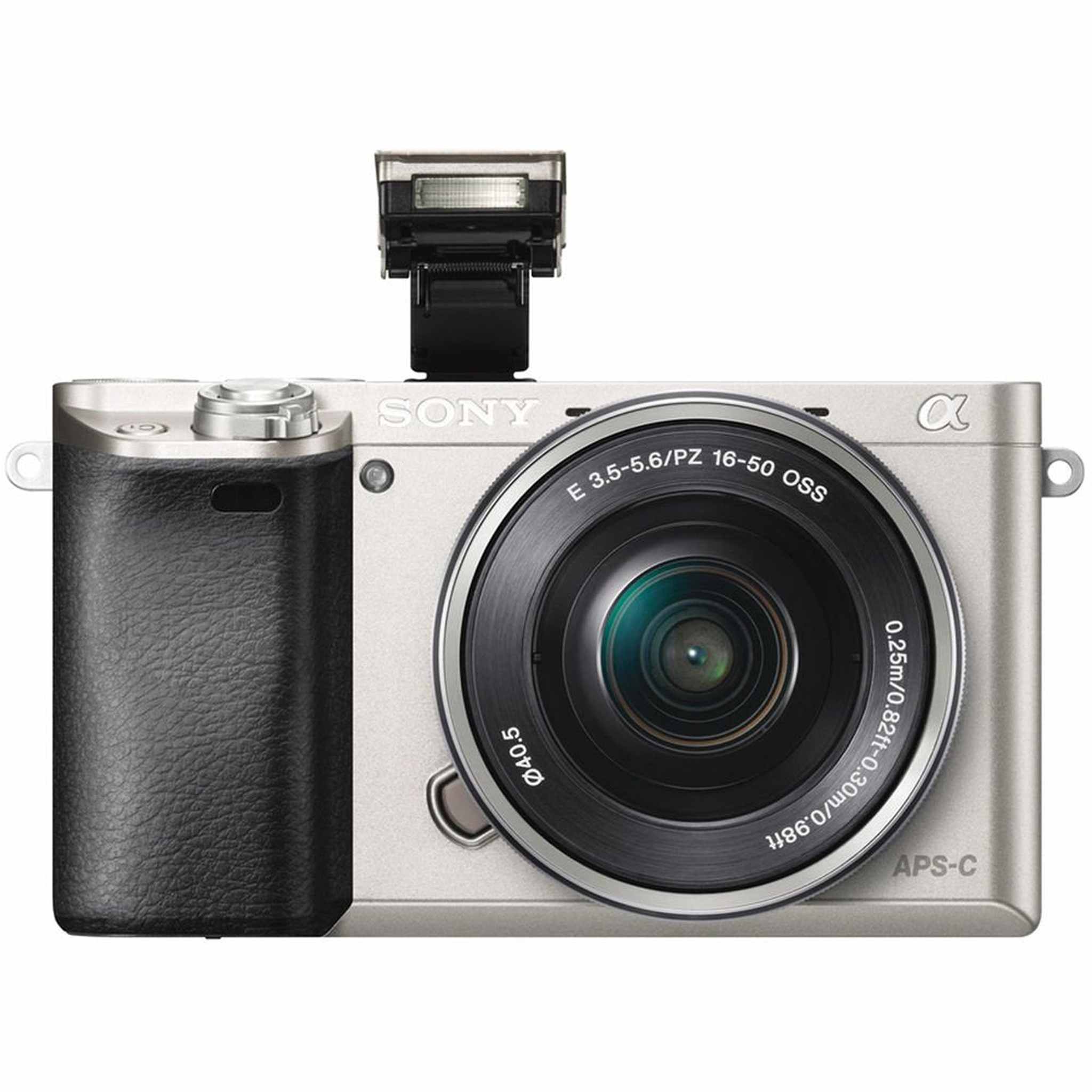 Sony Alpha a6000 Mirrorless Camera with 16-50mm Lens Silver With Soft Bag, Additional Battery, 64GB Memory Card, Card Reader , Plus Essential Accessories