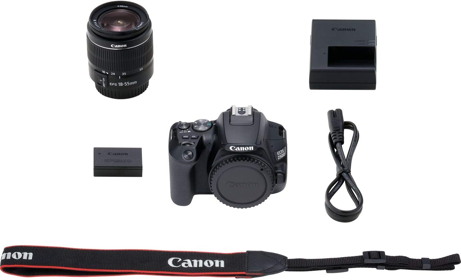 Canon EOS 250D / Rebel SL3 DSLR Camera with 18-55mm Lens (Black) + Creative Filter Set, EOS Camera Bag + 6AVE Electronics