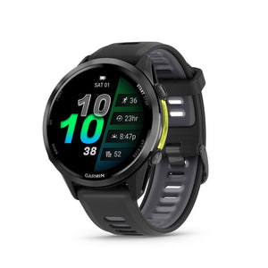 Garmin® Forerunner® 970, Premium GPS Running and Triathlon Smartwatch, AMOLED Display, Built-in LED Flashlight, Carbon Gray DLC Titanium with Black Case and Black/Translucent Whitestone Band