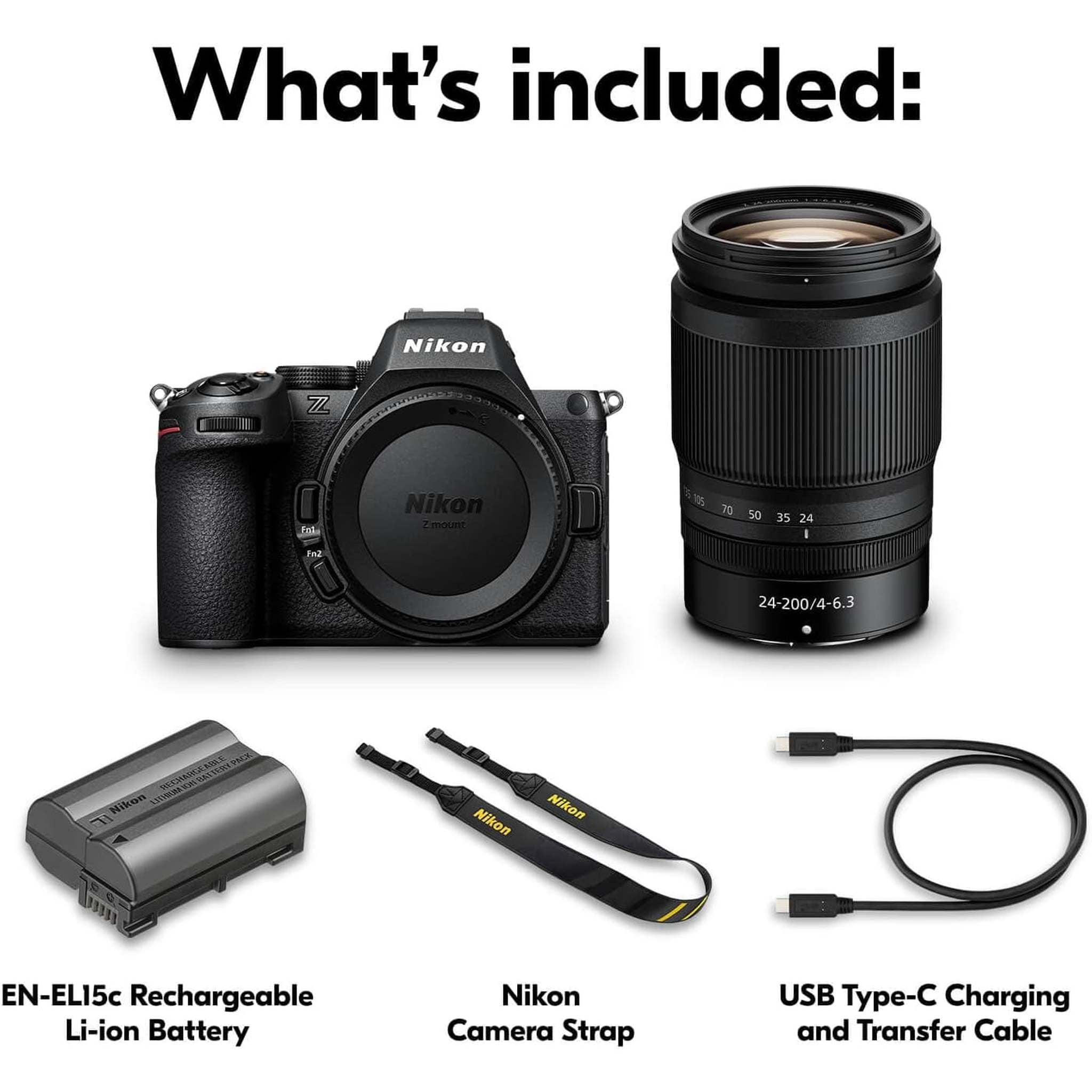 Nikon Z5 II with Telephoto Zoom Lens | Full-Frame mirrorless Stills/Video Camera with 24-200mm Wide-Angle to telephoto Zoom Lens | Nikon USA Model Nikon