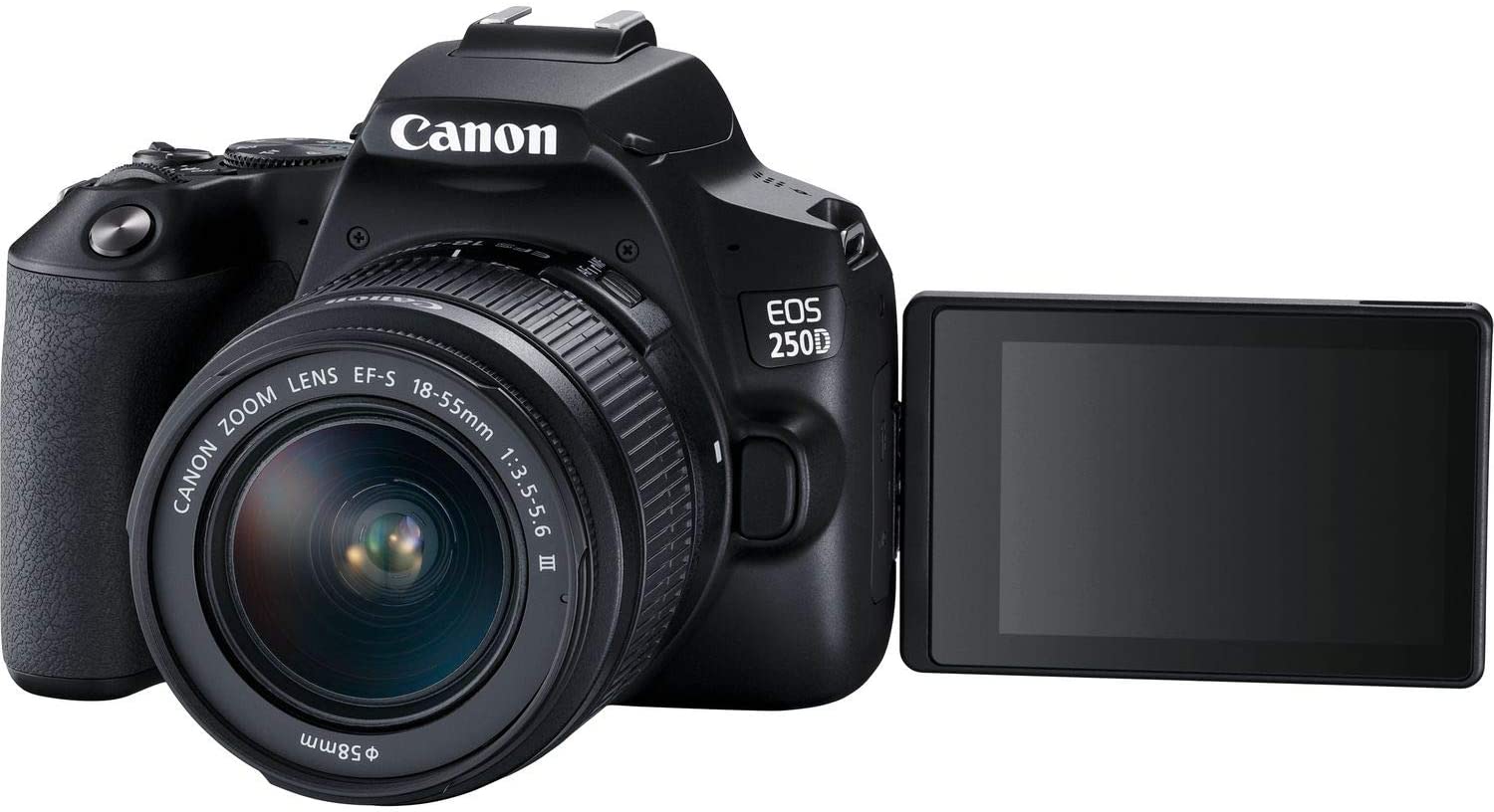 Canon EOS 250D / Rebel SL3 DSLR Camera with 18-55mm Lens (Black) + Creative Filter Set, EOS Camera Bag + Sandisk Ultra 64GB Card + 6AVE Electronics