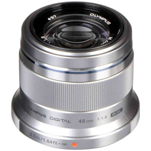 Olympus M.Zuiko Digital 45mm F1.8 Lens, for Micro Four Thirds Cameras Silver - Reconditioned Olympus