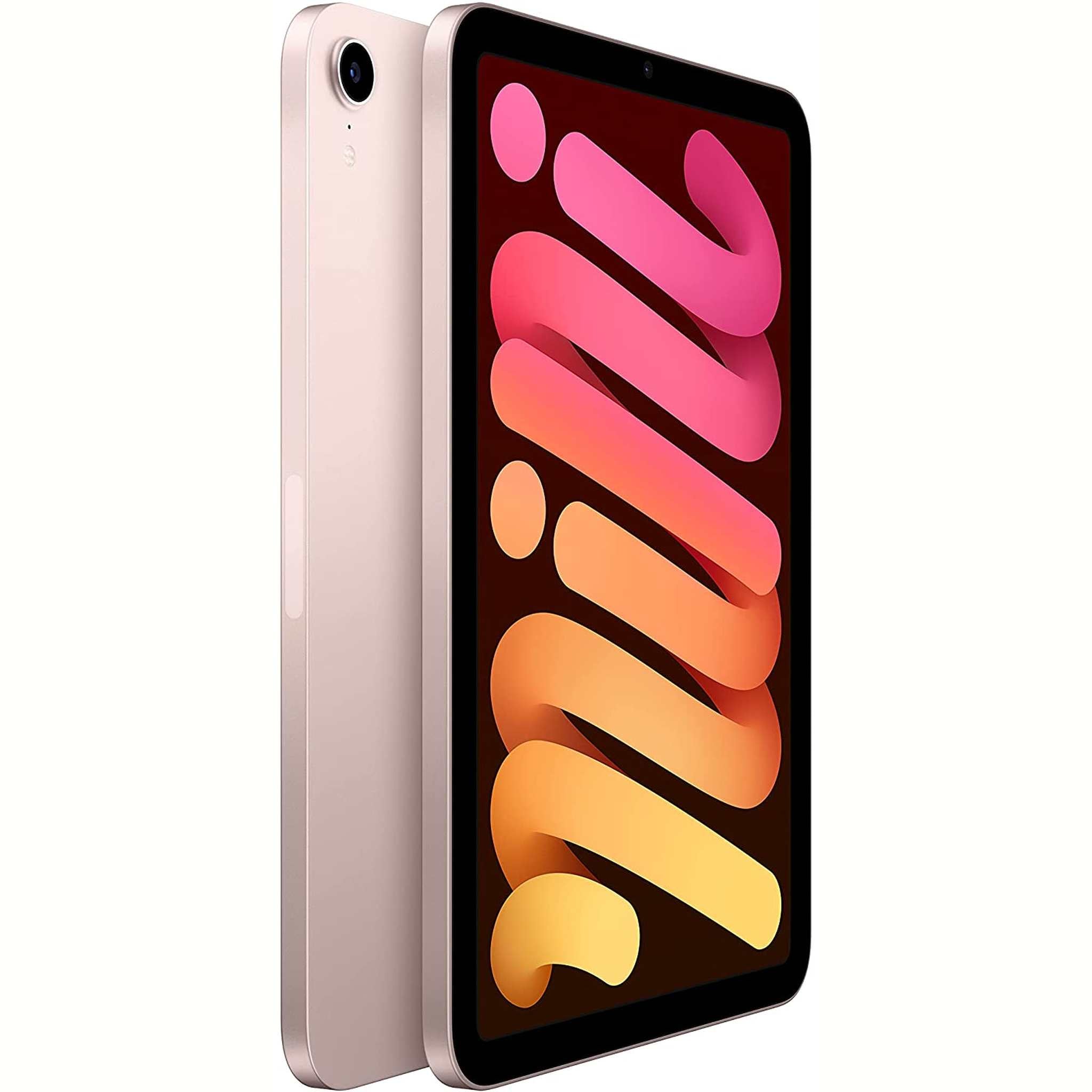 Apple iPad Mini 6 64GB, Wi-Fi, Pink Bundle with Purple Paisley Sleeve