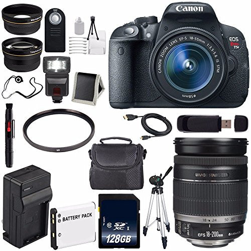 Canon EOS Rebel T5i 18 MP CMOS Digital SLR Camera w/EF-S 18-55mm f/3.5-5.6 Lens (International Model) + Canon EF-S 18-20