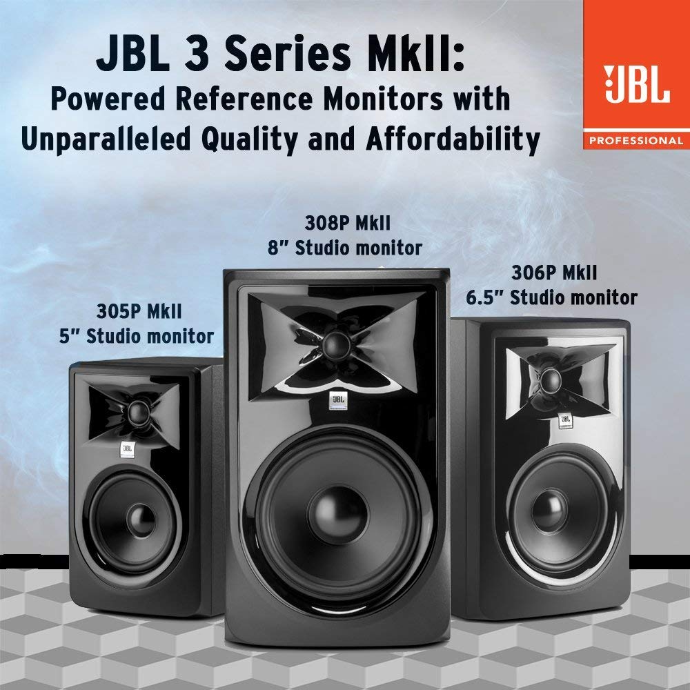 JBL Professional 305P MkII 5" Powered 2-way Studio Reference Monitor -Includes- Power Cord and 1-Year Extended Warranty Bundle