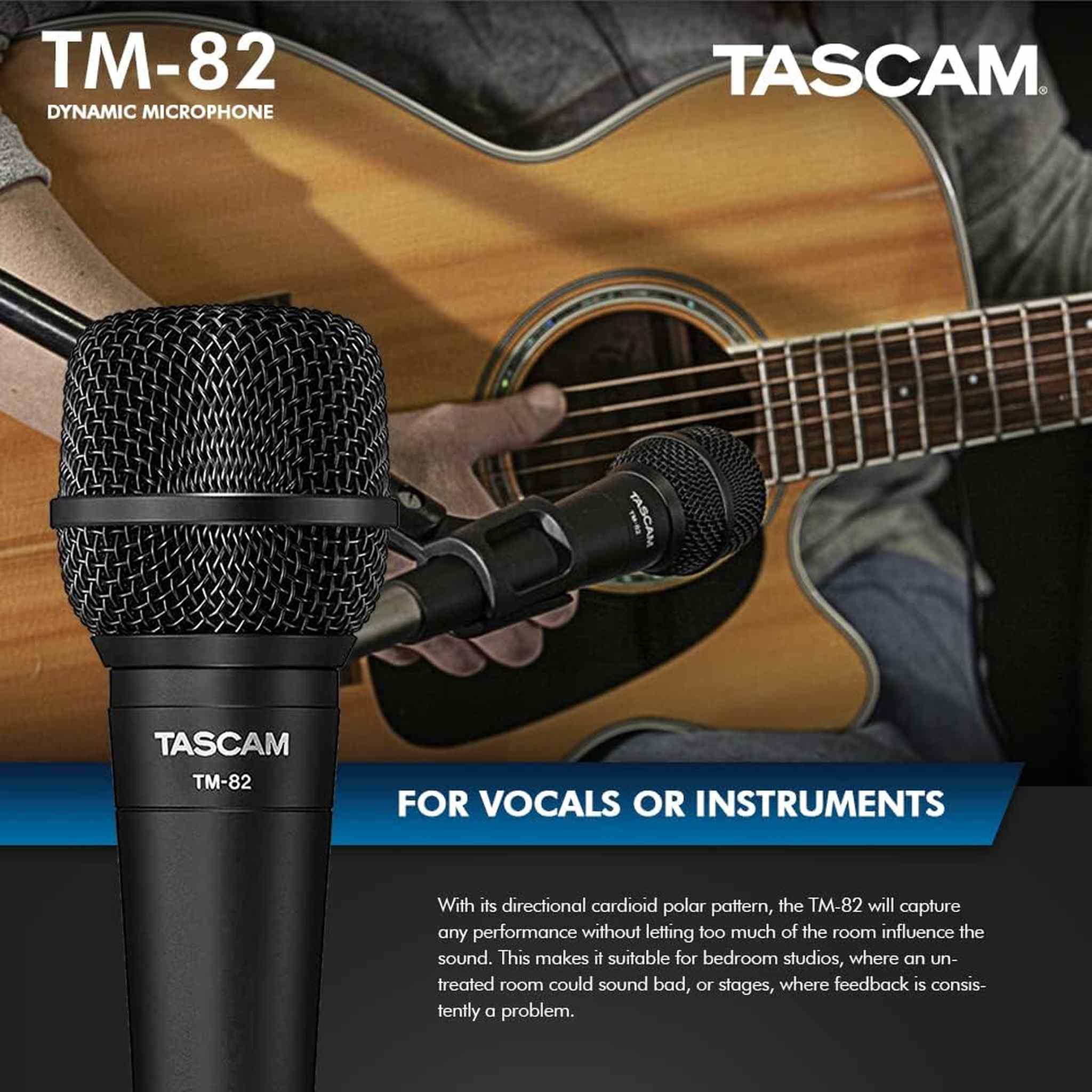 Tascam Dynamic Microphone, Black TM-82 Tascam
