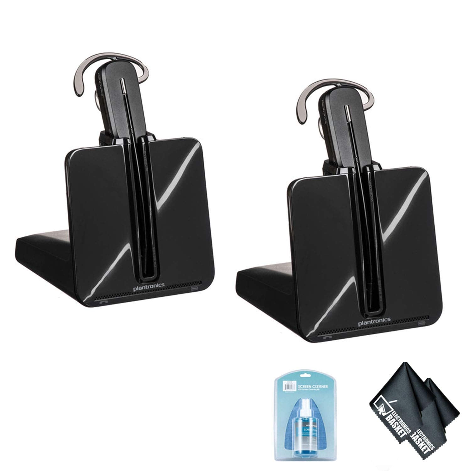 Plantronics CS540 Wireless Office Headset System (2 Pack) -  Bundle with Universal Screen Cleaner + Microfiber Cleaning Cloth