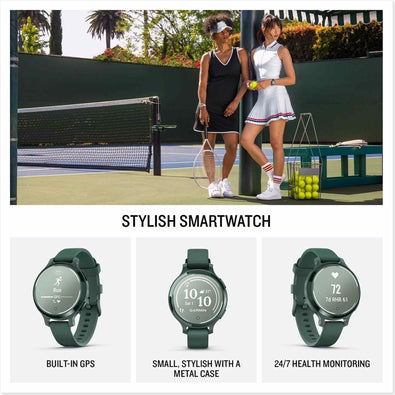 Garmin Lily® 2 Active, Small and Stylish Smartwatch, Built-in GPS, Hidden Display, Patterned Lens, Up to 9 Days Battery Life, Jasper Green with Jasper Green Silicone Band