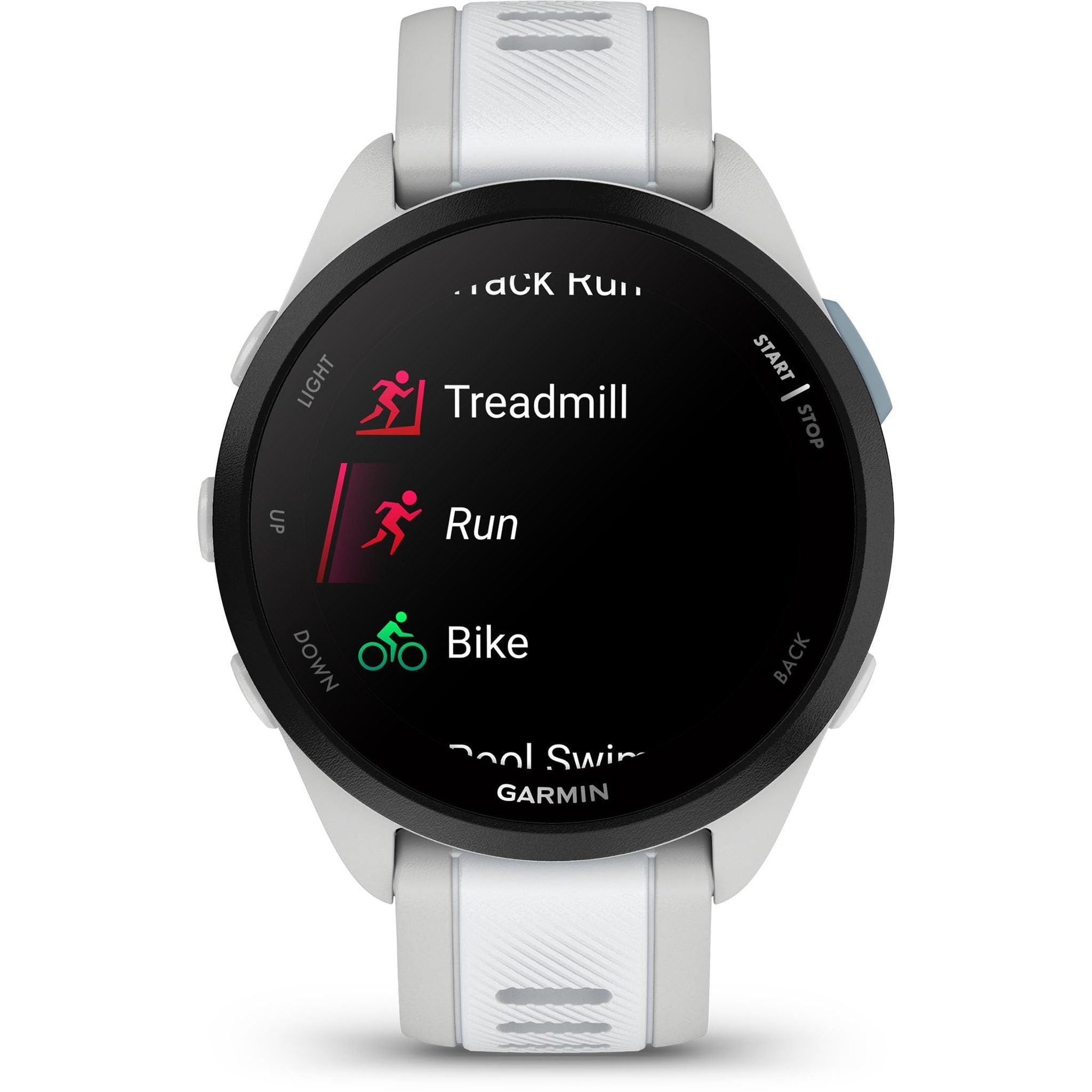 Garmin Forerunner 165 Music, Running Smartwatch, Colorful AMOLED Display, Training Metrics and Recovery Insights, Music on Your Wrist, Whitestone