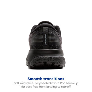 Brooks Women's Ghost 16 GTX Waterproof Neutral Running Shoe - Black/Black/Ebony - 7 Medium