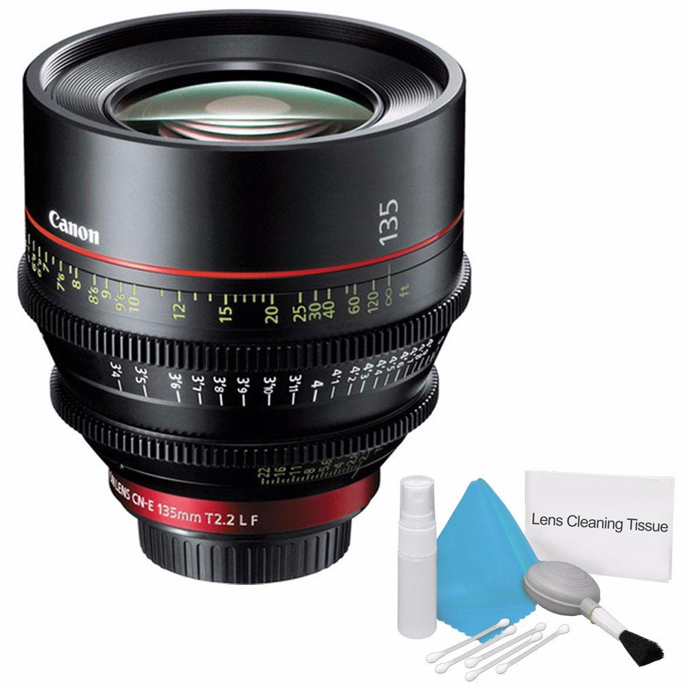 Canon CN-E 135mm T2.2 L F Cinema Prime Lens EF Mount International Model + Deluxe Cleaning Kit