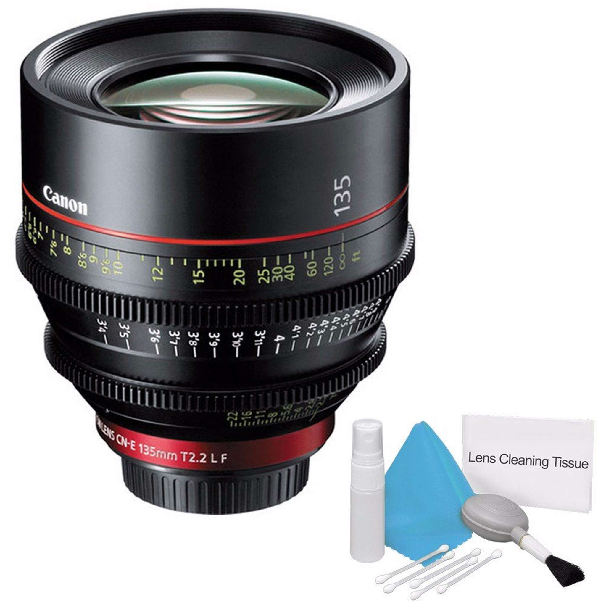 Canon CN-E 135mm T2.2 L F Cinema Prime Lens EF Mount International Model + Deluxe Cleaning Kit