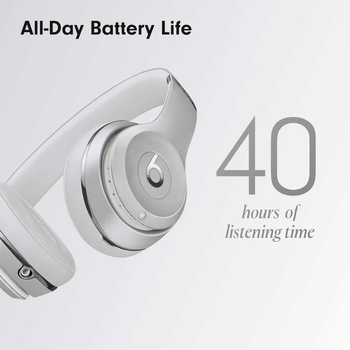 Beats Solo3 Wireless On-Ear Headphones - Silver 2024 Model Renewed