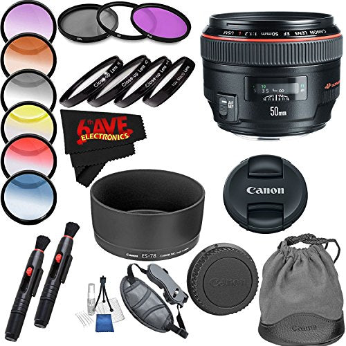 Canon EF 50mm f/1.2L USM Lens International Version Professional Accessory Combo