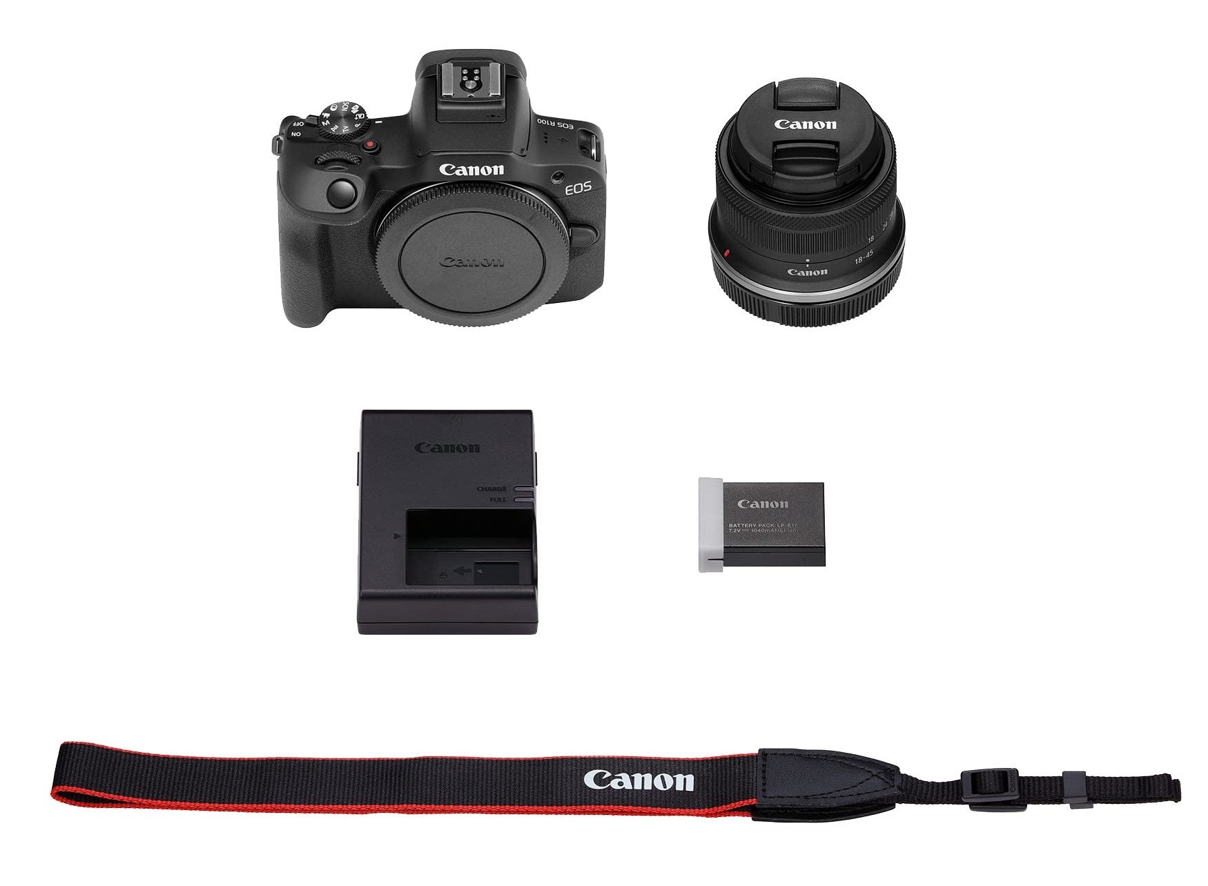 Canon EOS R100 RF-S18-45mm F4.5-6.3 is STM Lens Kit, Mirrorless Camera, RF Mount, 24.1 MP, Continuous Shooting, Eye Detection AF, Full HD Video, 4K, Lightweight, Wi-Fi, Bluetooth, Content Creation