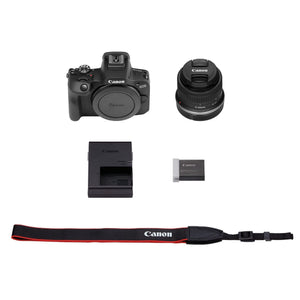 Canon EOS R100 RF-S18-45mm F4.5-6.3 is STM Lens Kit, Mirrorless Camera, RF Mount, 24.1 MP, Continuous Shooting, Eye Detection AF, Full HD Video, 4K, Lightweight, Wi-Fi, Bluetooth, Content Creation Canon