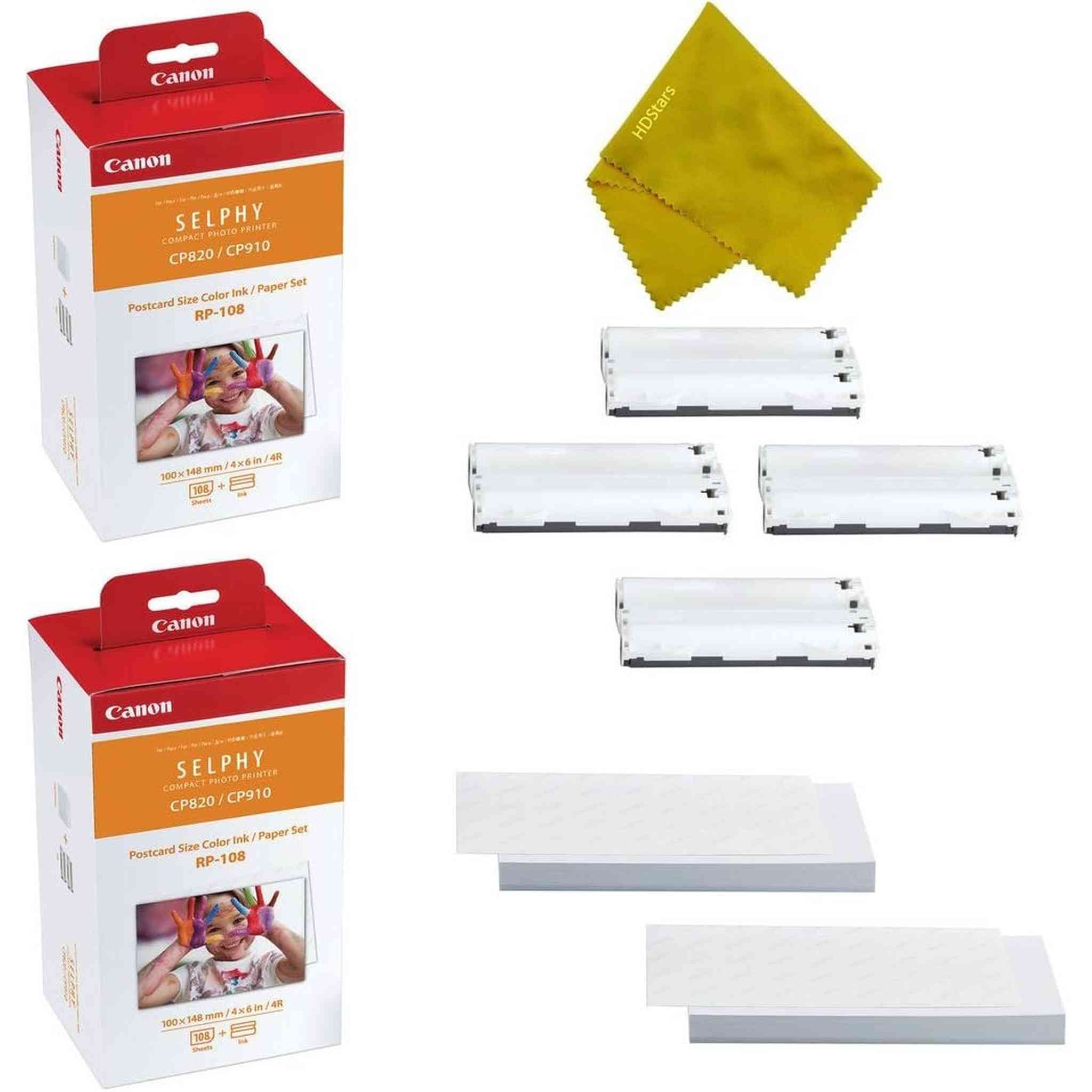 Canon RP-108 High Capacity Color Ink and 216 Sheets For SELPHY Printer 2-Pack HDStars