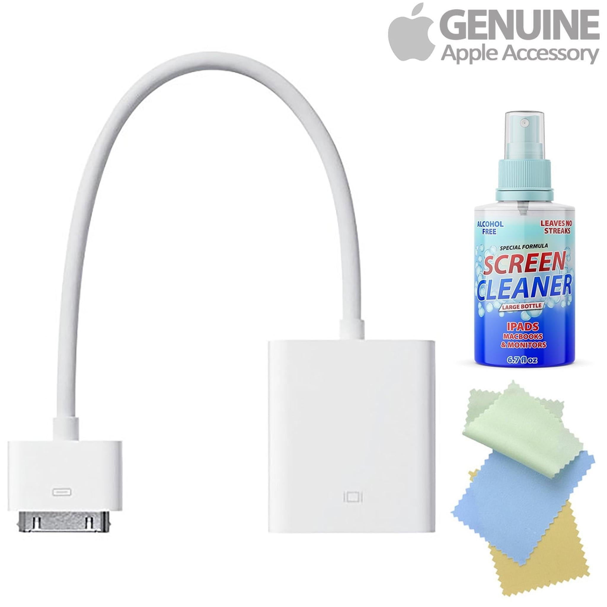 Apple Dock Connector to VGA Adapter 30-pin iPhone, iPad, iPod Touch 4th generation with Free Cleaning Kit Bundle