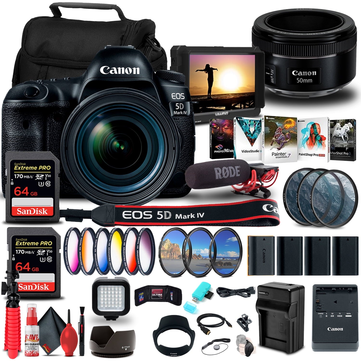 Canon EOS 5D Mark IV DSLR Camera with 24-70mm f/4L Lens 1483C018 Bundle