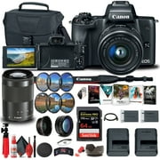 Canon EOS M50 Mirrorless Digital Camera with 15-45mm and 55-200mm Lenses Extra Battery & Storage Bundle