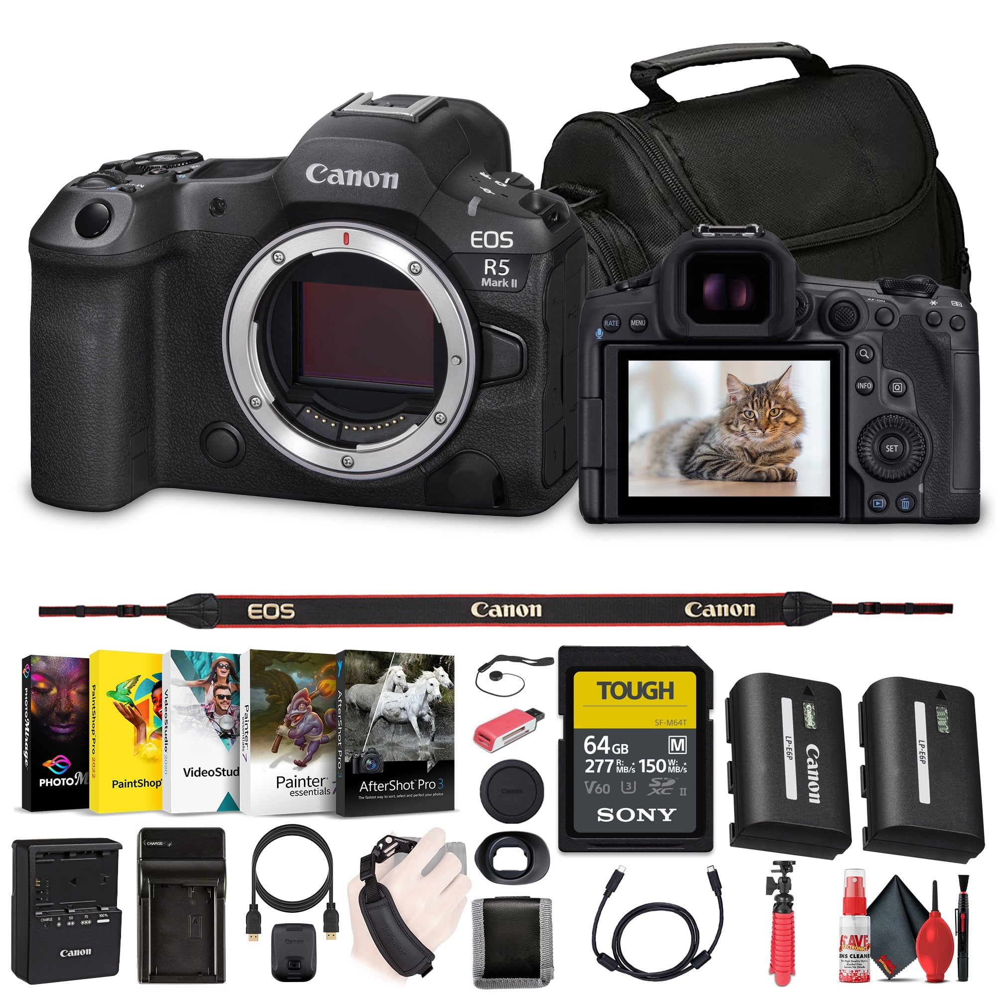 Canon - EOS R5 Mark II Mirrorless Camera, 45MP, Full-Frame Hybrid Camera, 8K Video Bundle