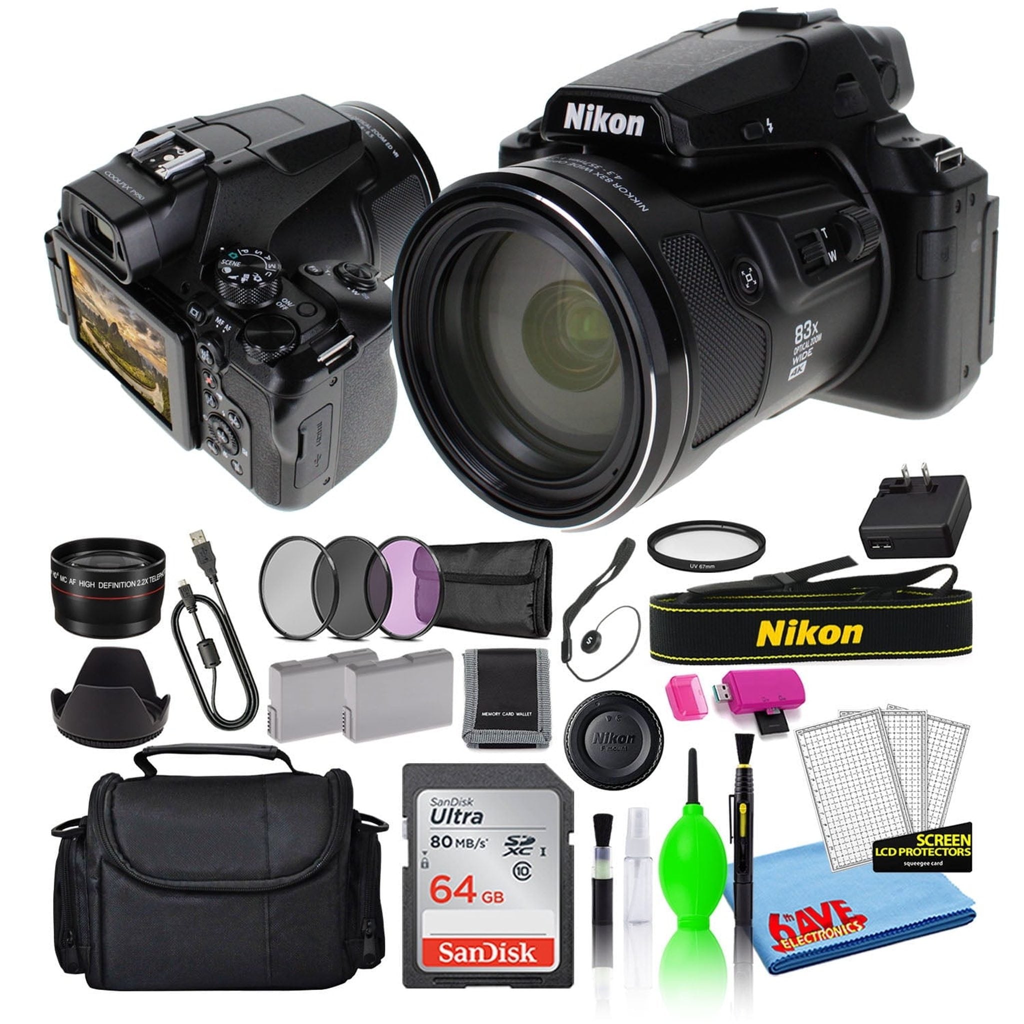 Nikon COOLPIX P950 83x Zoom Digital Camera 26532 + 64GB SD Card + Bag Intl