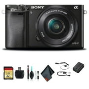 Sony Alpha a6000 Mirrorless Camera with 16-50mm and 55-210mm Lenses ILCE6000Y/B With Soft Bag, 64GB Memory Card, Card Reader , Plus Essential Accessories