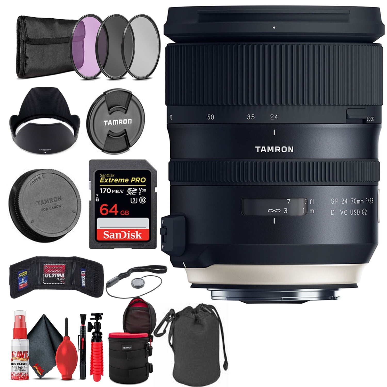 Tamron SP 24-70mm f/2.8 Di VC USD G2 Lens for Canon with Accessories (INT Model)