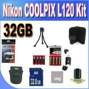 Nikon COOLPIX L120 32GB Accessory Saver Kit 32GB SDHC Memory Card+ 2 Sets of 4 NIMH Rechargeable AA Batteries+ Rapid Battery Charger + Memory Card Wallet+ Accessory Kit