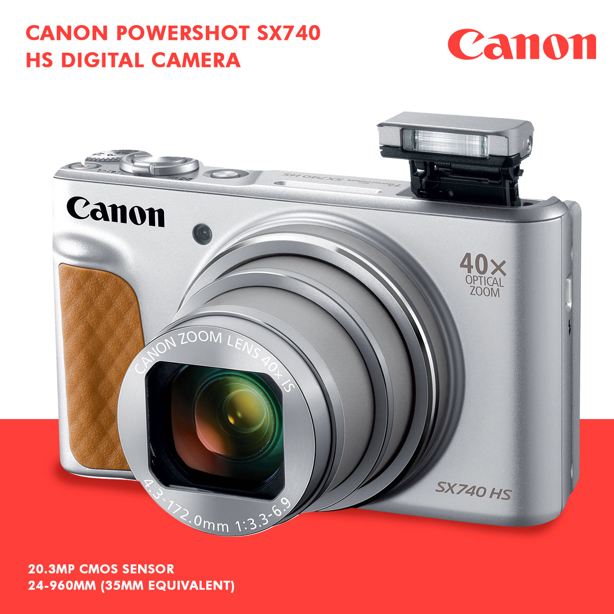 Canon PowerShot SX740 HS Digital Camera Silver with 64GB Card