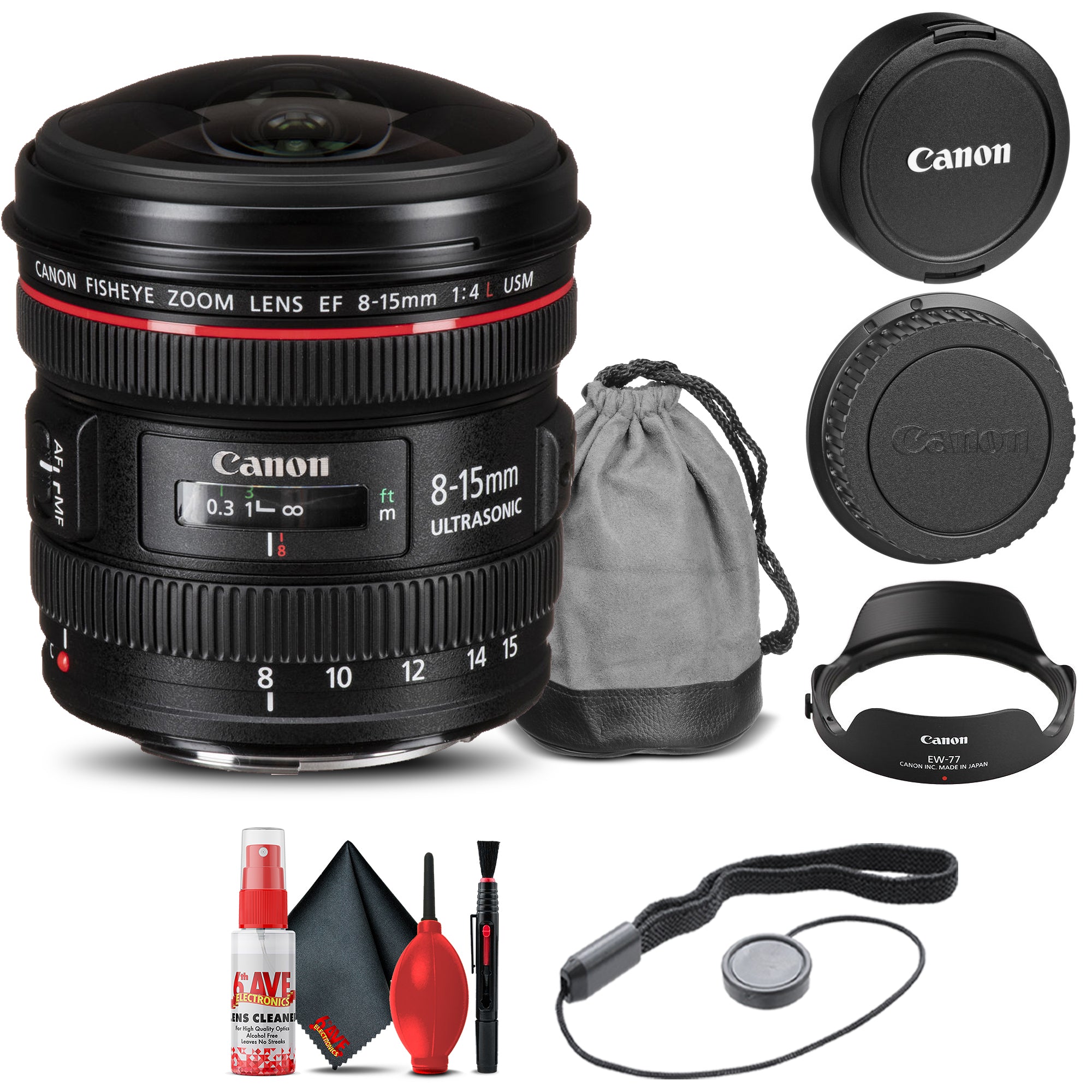 Canon EF 8-15mm f/4L Fisheye USM Lens (4427B002) + Cap Keeper Base Bundle