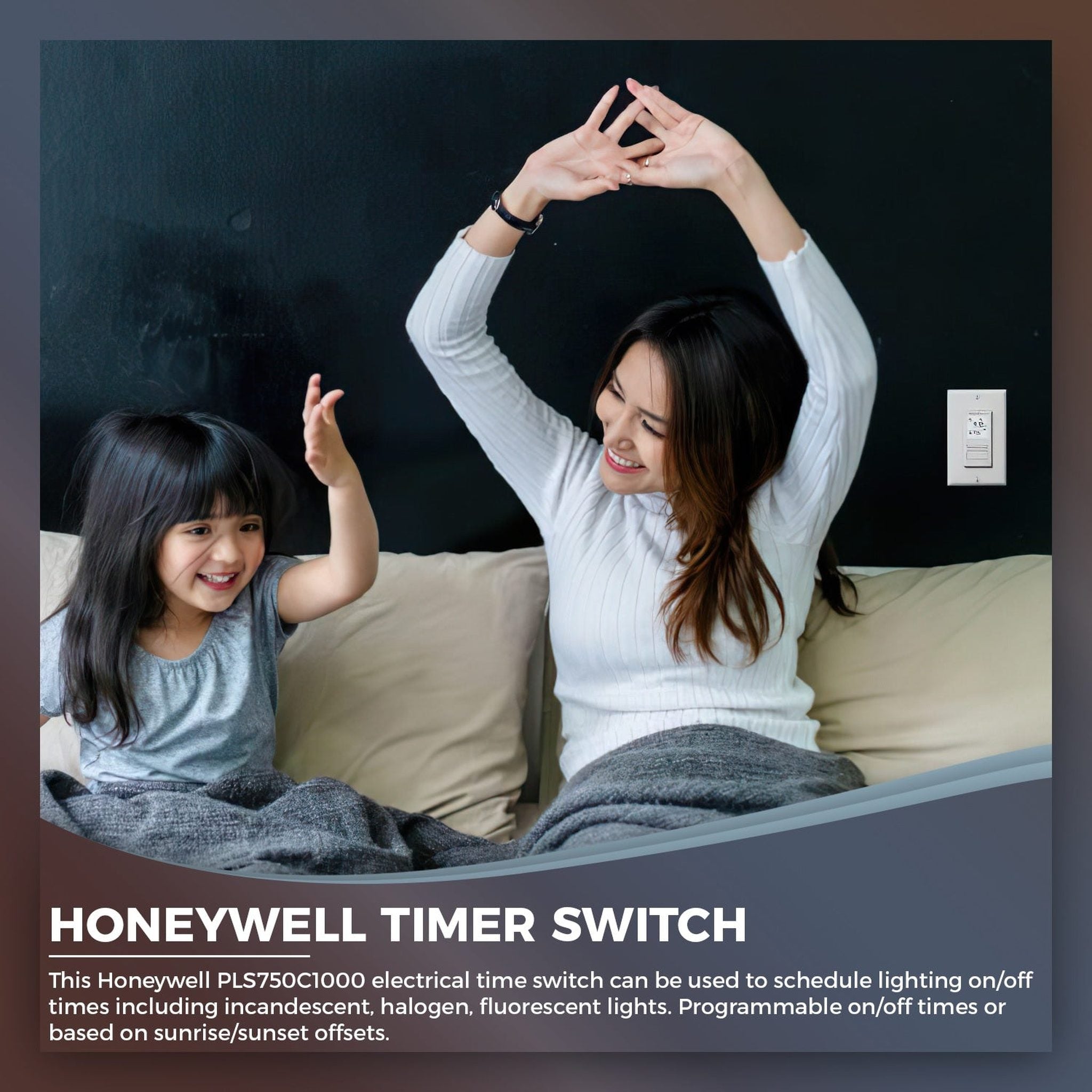 Honeywell PLS750C1000 Timer Switch with Sunrise Sunset Single or 3 Way